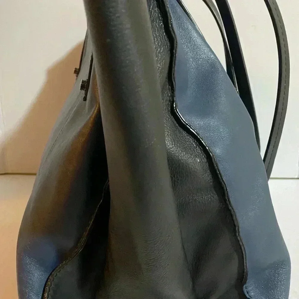 Botkier navy blue black leather satchel handbag
